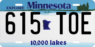 MN license plate 615TOE