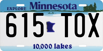 MN license plate 615TOX
