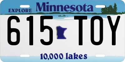 MN license plate 615TOY