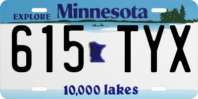 MN license plate 615TYX