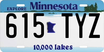 MN license plate 615TYZ