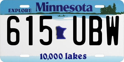 MN license plate 615UBW