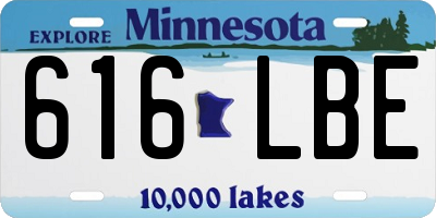 MN license plate 616LBE