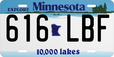 MN license plate 616LBF