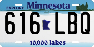 MN license plate 616LBQ