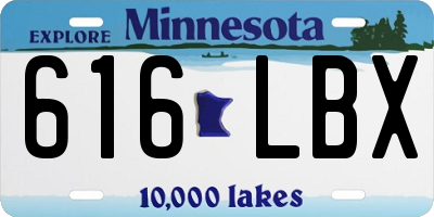 MN license plate 616LBX