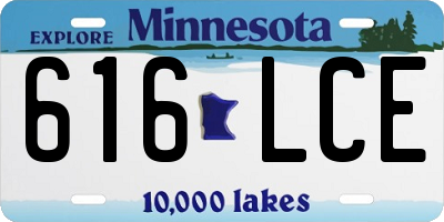MN license plate 616LCE