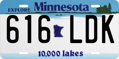 MN license plate 616LDK