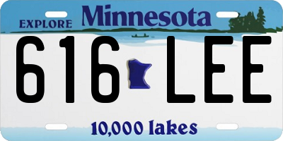MN license plate 616LEE