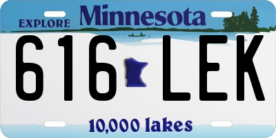 MN license plate 616LEK