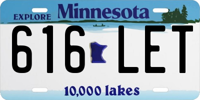 MN license plate 616LET