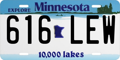 MN license plate 616LEW