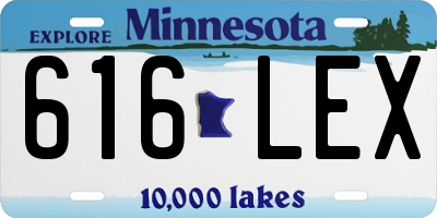 MN license plate 616LEX
