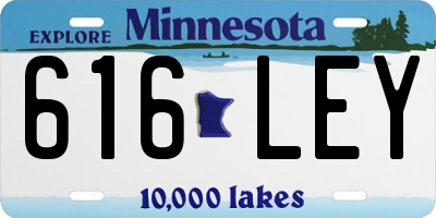 MN license plate 616LEY