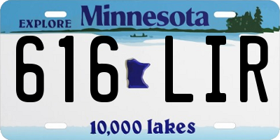 MN license plate 616LIR