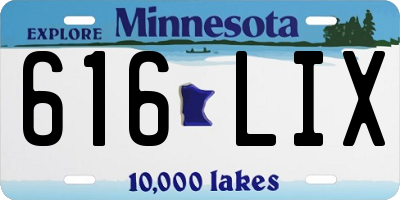 MN license plate 616LIX