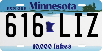 MN license plate 616LIZ