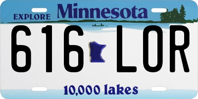 MN license plate 616LOR