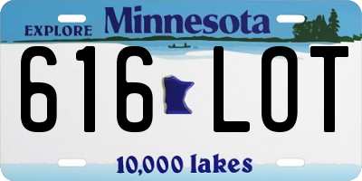 MN license plate 616LOT