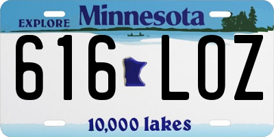 MN license plate 616LOZ