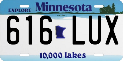 MN license plate 616LUX