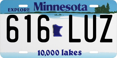 MN license plate 616LUZ