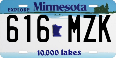 MN license plate 616MZK