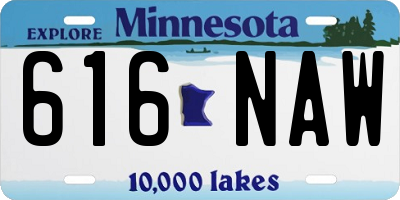 MN license plate 616NAW