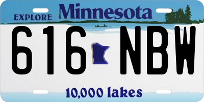 MN license plate 616NBW