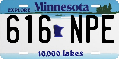 MN license plate 616NPE