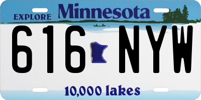 MN license plate 616NYW