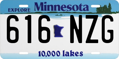 MN license plate 616NZG