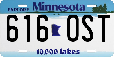 MN license plate 616OST