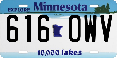 MN license plate 616OWV