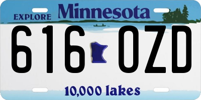 MN license plate 616OZD
