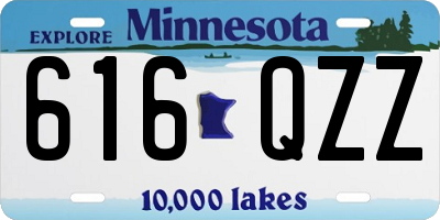 MN license plate 616QZZ