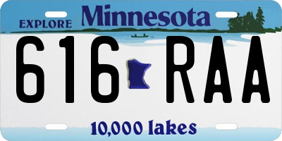 MN license plate 616RAA