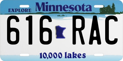 MN license plate 616RAC
