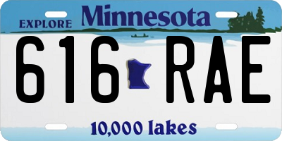 MN license plate 616RAE