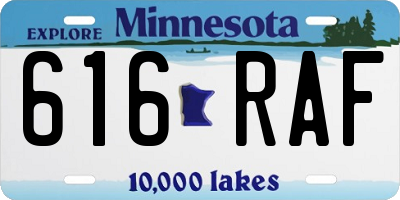 MN license plate 616RAF