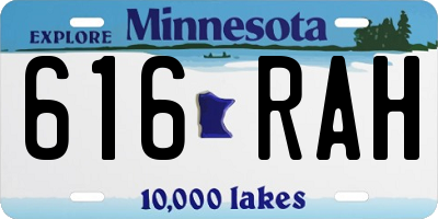 MN license plate 616RAH