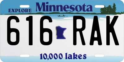MN license plate 616RAK