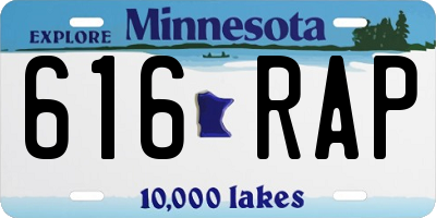 MN license plate 616RAP