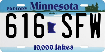 MN license plate 616SFW