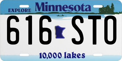 MN license plate 616STO