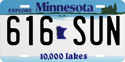 MN license plate 616SUN