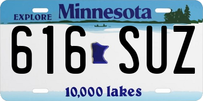 MN license plate 616SUZ