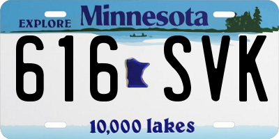 MN license plate 616SVK