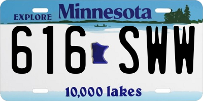 MN license plate 616SWW