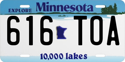 MN license plate 616TOA